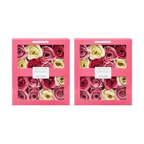 2PK Heathcote & Ivory Sweet Pea Honeysuckle Soap Flowers Relax Bath 96g