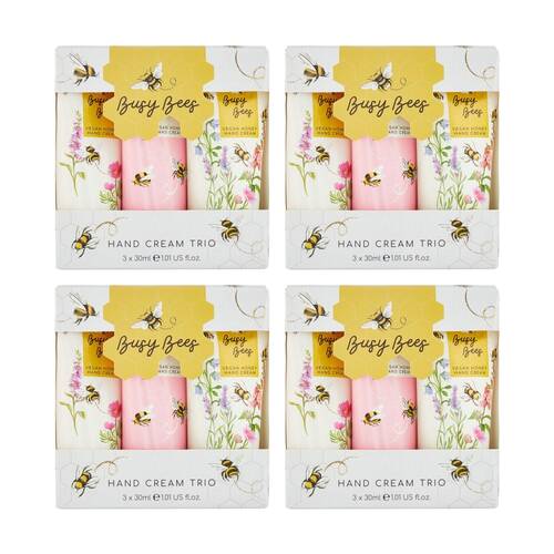 4x 3pc Heathcote & Ivory Busy Bees Hand Cream Trio Collection Set 30ml