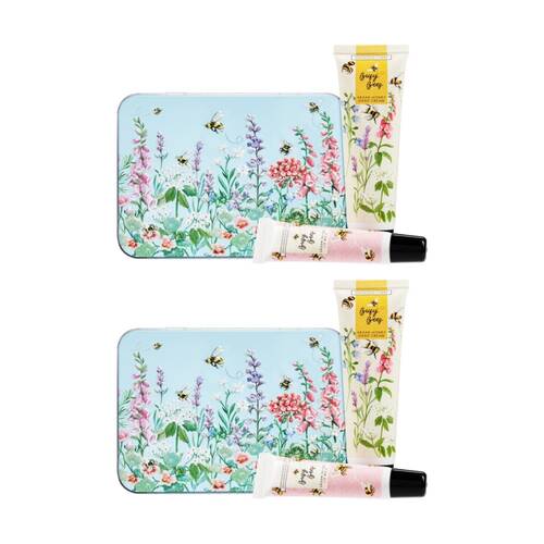 2x 2pc Heathcote & Ivory Busy Bees Hand Cream Lip Balm Tin Thyme Honey