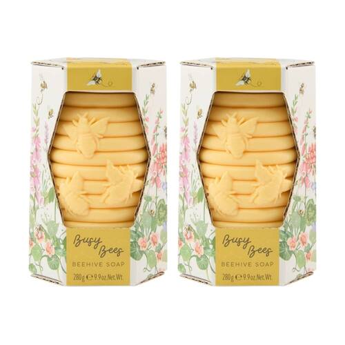 2PK Heathcote & Ivory Busy Bees Beehive Soap Orange Blossom Honey 280g