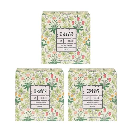 3PK Heathcote & Ivory William Morris Kitchen Garden Bath Fizzer 200g