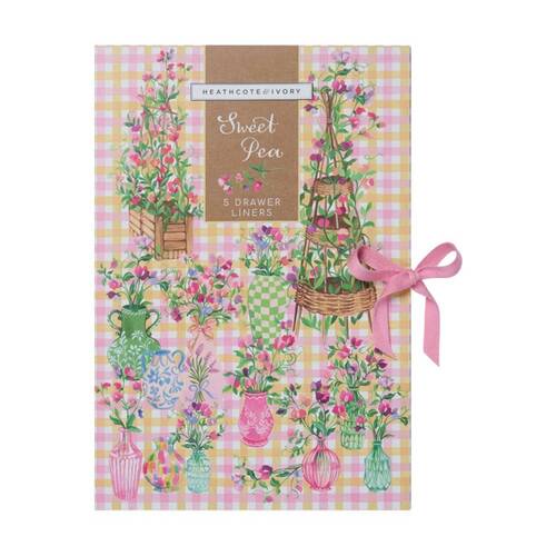 5pc Heathcote & Ivory Sweet Pea Scented Drawer Liners English Lavender