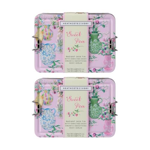 2x 2pc Heathcote & Ivory Sweet Pea Radiant Skin Essentials Cream 100ml