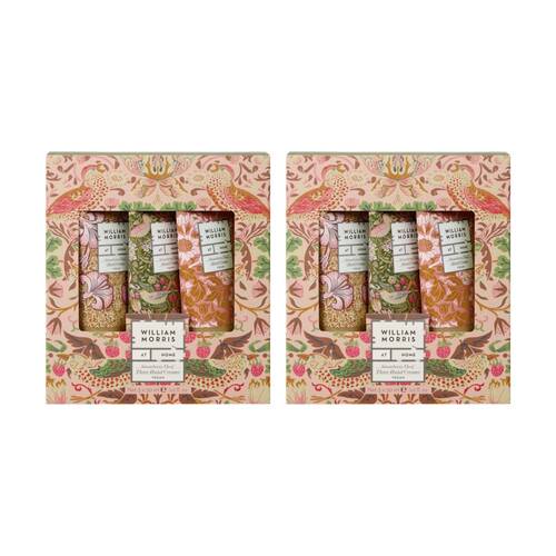 2x 3pc Heathcote & Ivory William Morris Voyager Strawberry Thief Hand Creams