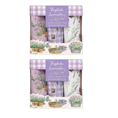 2x 3pc Heathcote & Ivory English Lavender Hand Cream Trio Travel 30ml