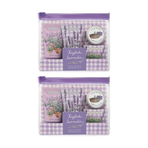 2x 4pc Heathcote & Ivory English Lavender Mini Sleep Essentials Set Multi