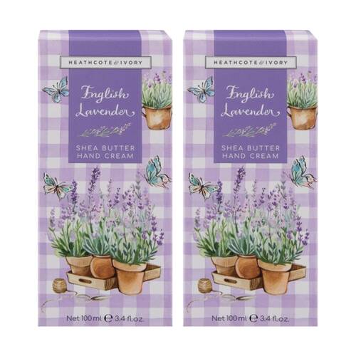 2PK Heathcote & Ivory English Lavender Hand Cream Shea Butter 100ml