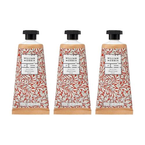 3PK Heathcote & Ivory William Morris Aloe Lime Hand Cream Floral 50ml