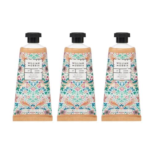 3PK Heathcote & Ivory William Morris Aloe Lime Cream Strawberry Thief 50ml