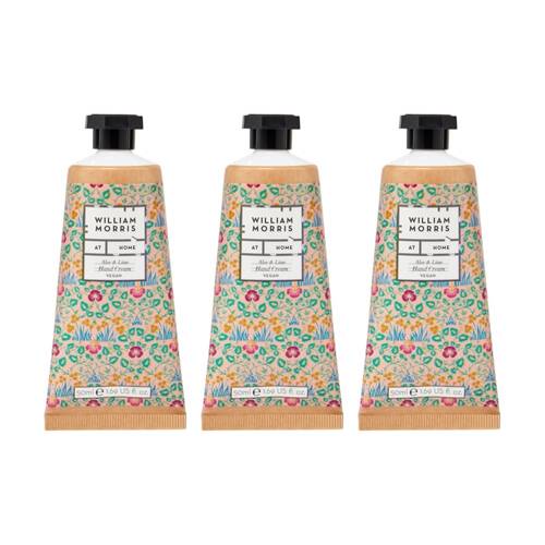 3PK Heathcote & Ivory William Morris Aloe Lime Hand Cream Eyebright 50ml