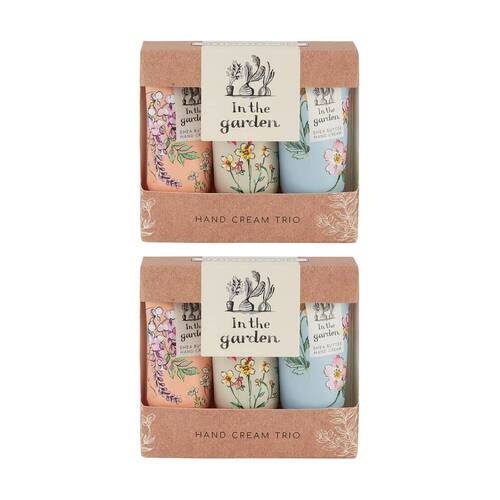 2x 3pc Heathcote & Ivory In The Garden Hand Cream Trio Travel Set 30ml