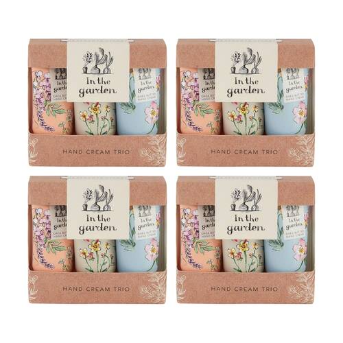 4x 3pc Heathcote & Ivory In The Garden Hand Cream Trio Travel Set 30ml