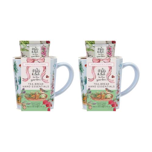 2x 3pc Heathcote & Ivory In The Garden Tea Break Mug W/ Hand Care Set