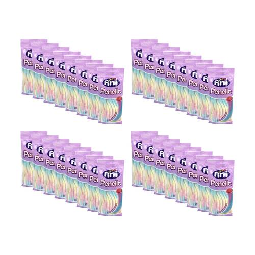 32PK Fini Rainbow Coloured Smooth Pencil Sweet Confectionary Candy 100g