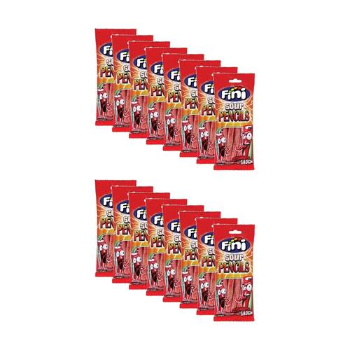 16PK Fini Strawberry Sour Pencil 100g Fruit Flavour Lollies/Gummies