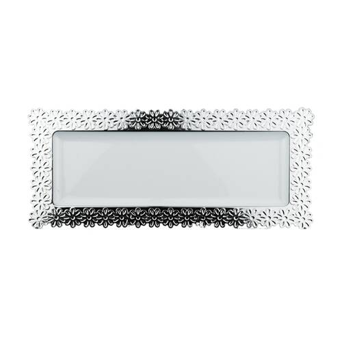 6x Partyware Heavy Duty Serving Platter W/ Silver Rim 400x222mm
