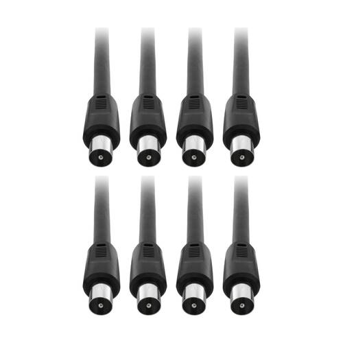 4PK Pro2 1.5M Rg59Quad Pal Flylead Plug To Lead Black Digital Coaxial Cable 1.5m