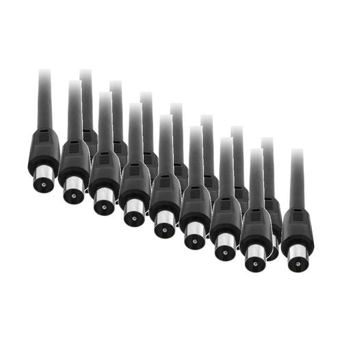 8PK Pro2 1.5M Rg59Quad Pal Flylead Plug To Lead Black Digital Coaxial Cable 1.5m