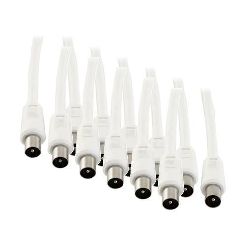 6PK Pro2 1M Rg59Quad Pal Flylead Plug To White RG59 Coaxial Cable