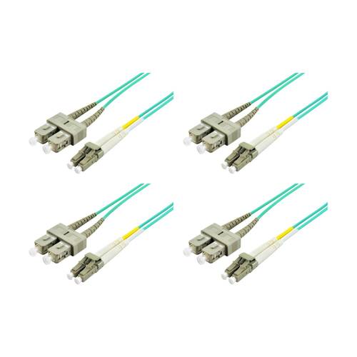 4PK Comsol LC-SC Multi-Mode Duplex Fibre Patch Cable LSZH 50/125 OM4 1M