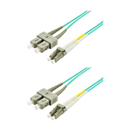 2PK Comsol LC-SC Multi-Mode Duplex Fibre Patch Cable LSZH 50/125 OM4 3M