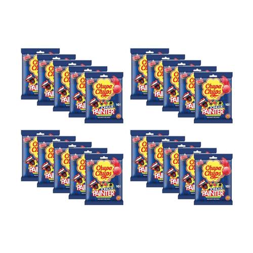 20PK Chupa Chups Tongue Painter Sour Lollipops Colourful Sweets Pack 93g