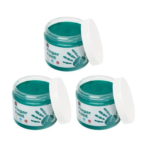 3PK Educational Colours Finger Paint Green 20ml Kids Art/Craft 250ml 3y+
