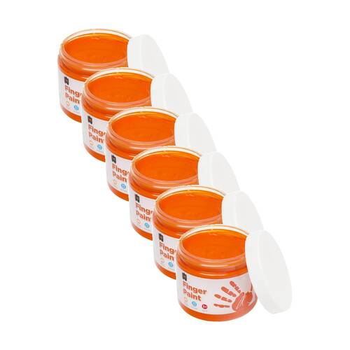 6PK Educational Colours Finger Paint Orange 20ml Kids Art/Craft 250ml 3y+