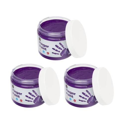 3PK Educational Colours Finger Paint Purple 20ml Kids Art/Craft 250ml 3y+