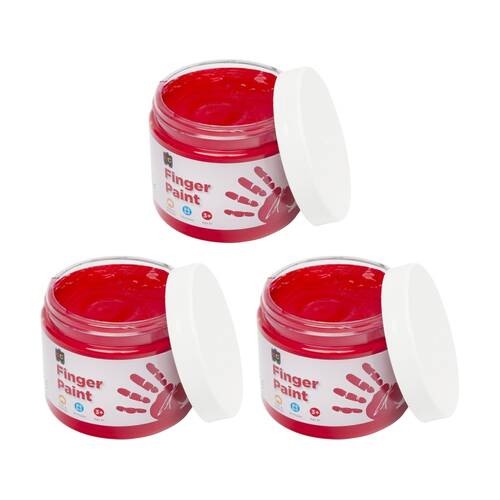 3PK Educational Colours Finger Paint Red 20ml Kids Art/Craft 250ml 3y+