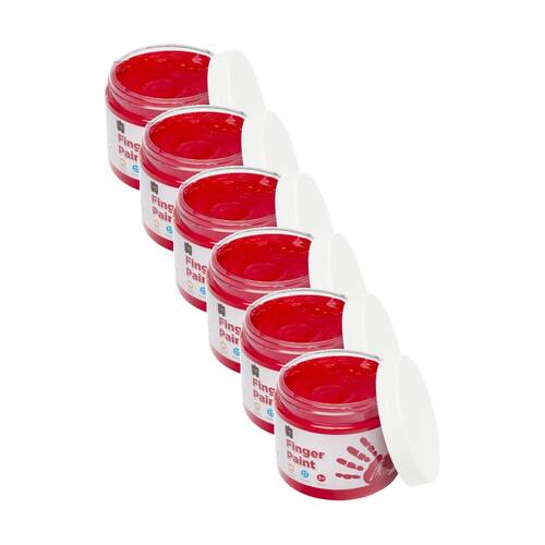6PK Educational Colours Finger Paint Red 20ml Kids Art/Craft 250ml 3y+