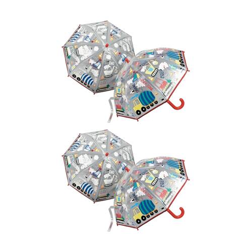 2PK Floss & Rock Kids Colour Changing Umbrella Rain Accessory Construction Theme