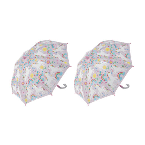 2PK Floss & Rock Colour Changing Umbrella Rainbow Unicorn Kids 3y+ 60x70cm
