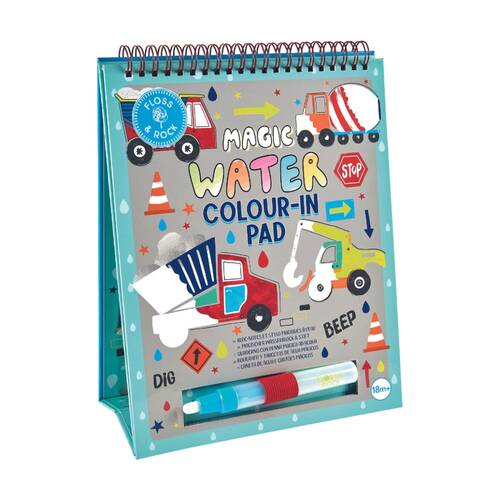 Floss & Rock Magic Water Colouring Flipbook Construction Theme 26x20cm 18m+