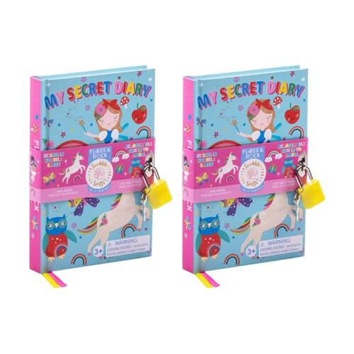 2PK Floss & Rock My Secret Scented Lock Key Diary Rainbow Fairy 15x10cm 3y+