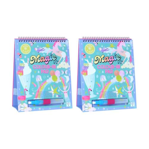 2PK Floss & Rock Magic Colouring In Pad Flipbook Fantasy Reusable Kids 18m+
