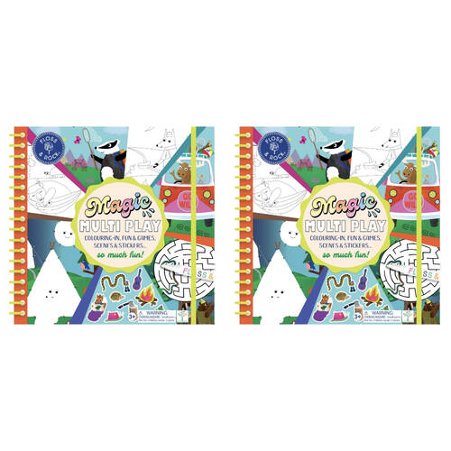 2PK Floss & Rock Water Magic Multiplay Adventure Activity Book Reusable 3y+