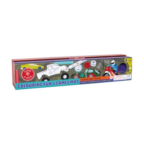 Floss & Rock Activity Mat Cars Reusable Colouring Fun & Games Set 3y+