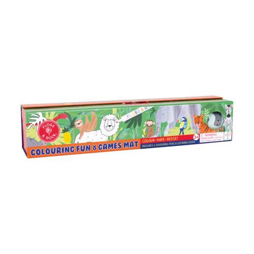 Floss & Rock Activity Mat Jungle Reusable Colouring Set With Pens 3y+