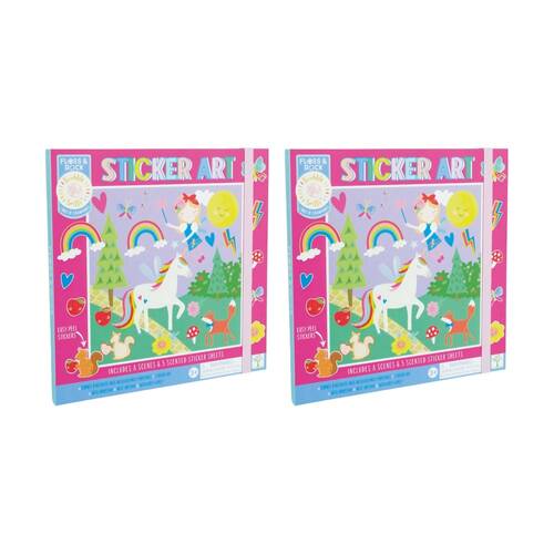 2x 13pc FLOSS & ROCK Sticker Art Rainbow Fairy 8 Scenes 5 Scented Sheets 3y+
