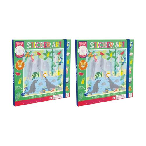 2x 13pc Floss & Rock Sticker Art Jungle 8 Scenes 5 Scented Sheets Fun 3y+