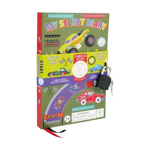 Floss & Rock My Secret Scented Diary Cars Padlock Key Sticker Sheet Kids 3y+