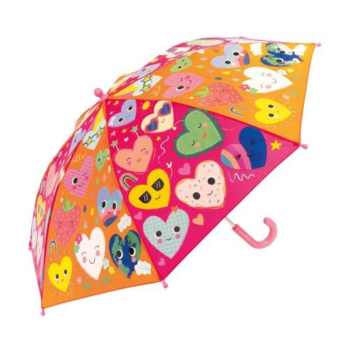 Floss & Rock Large Colour Change Umbrella Hearts Design 82cm Diameter 9y+