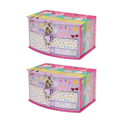 2PK Floss & Rock Kids 5y+ Fashion Friends Jewellery Box Storage Fab Friend