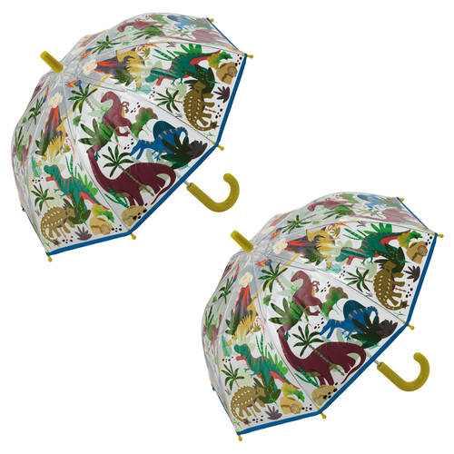 2PK Floss & Rock Kids Colour Changing Umbrella Accessory Dinosaur Transparent-B