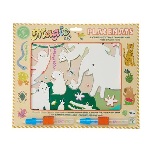 4pc Floss & Rock Kids 18m+ Magic Water Colour Mats Mess-Free Activity Jungle