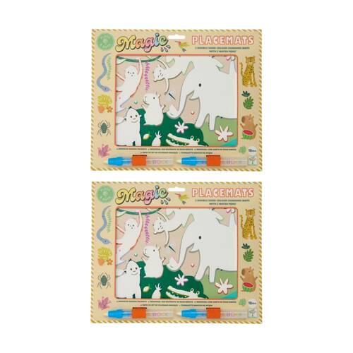 2x 4pc Floss & Rock Kids 18m+ Magic Water Colour Mats Mess-Free Activity Jungle