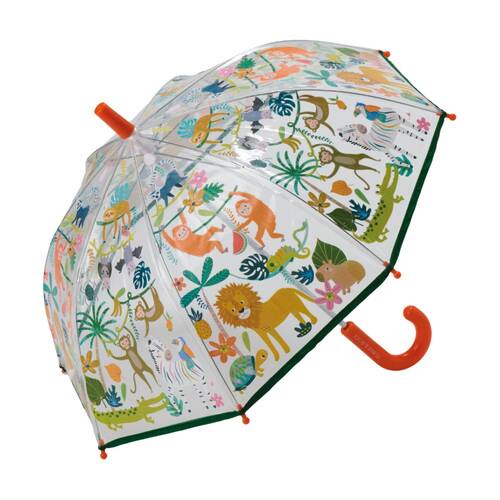 Floss & Rock Kids Colour Changing Umbrella Rain Accessory Jungle Transparent