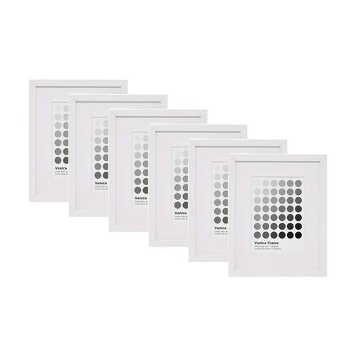 6PK Braz Venice Image Photo Document Display Frame 20x25cm White