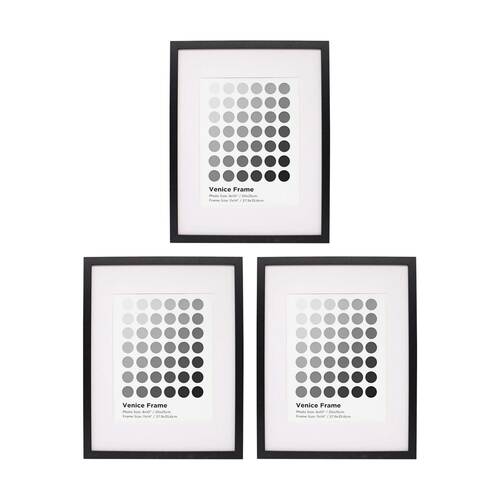 3PK Braz Venice Image Photo Document Display Frame 27.9x35.6cm Black
